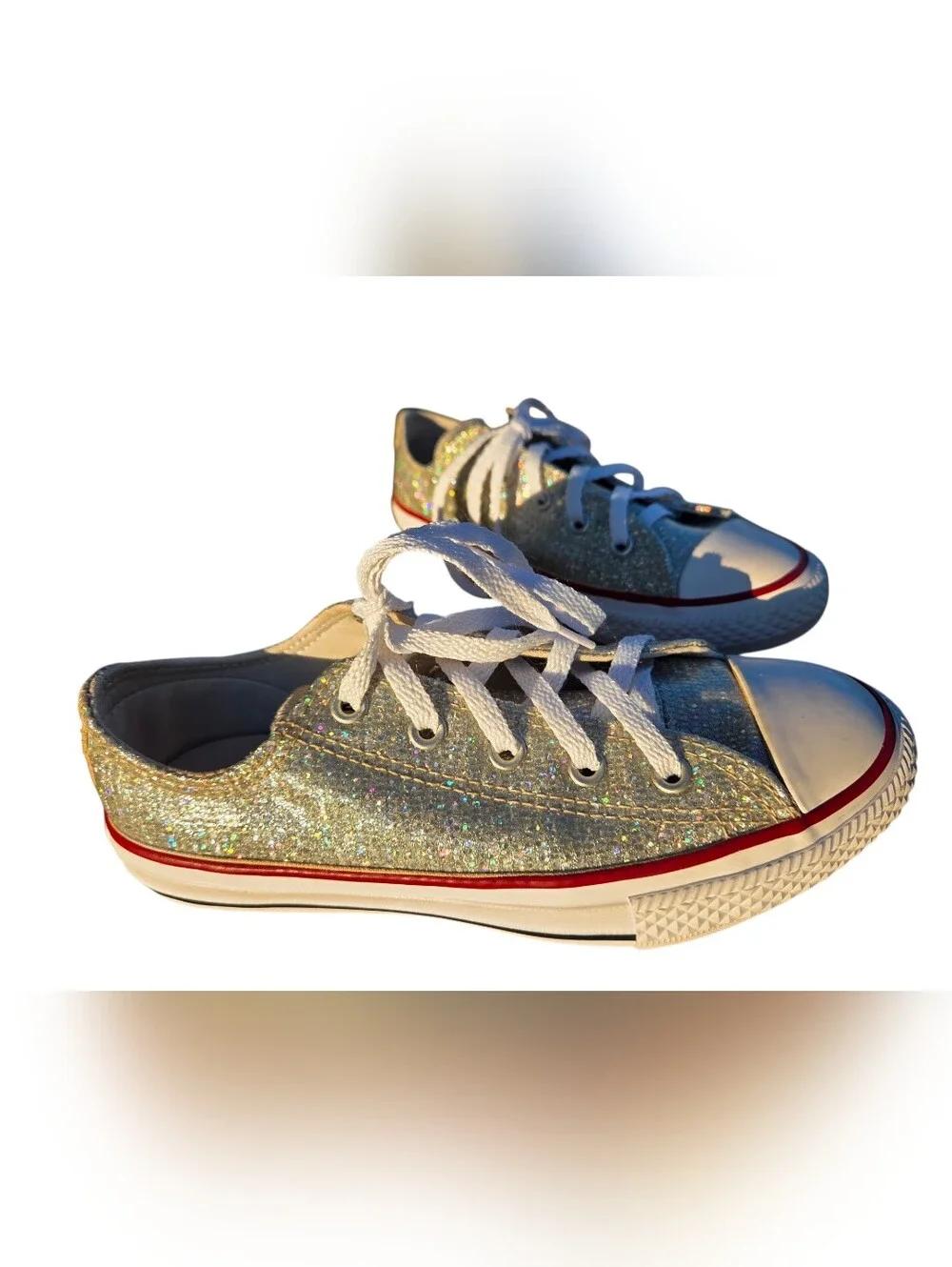 Converse - Girls Low Top Glittery Sparkily Chuck Taylor Sneakers Shoed